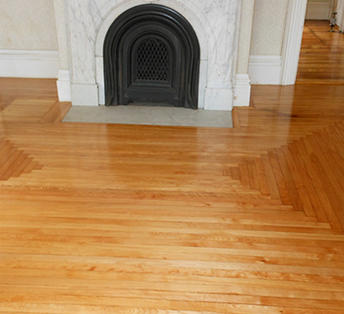 A hardwood floor repair job completed by Ron Wilson and Sons in Pelham, NH